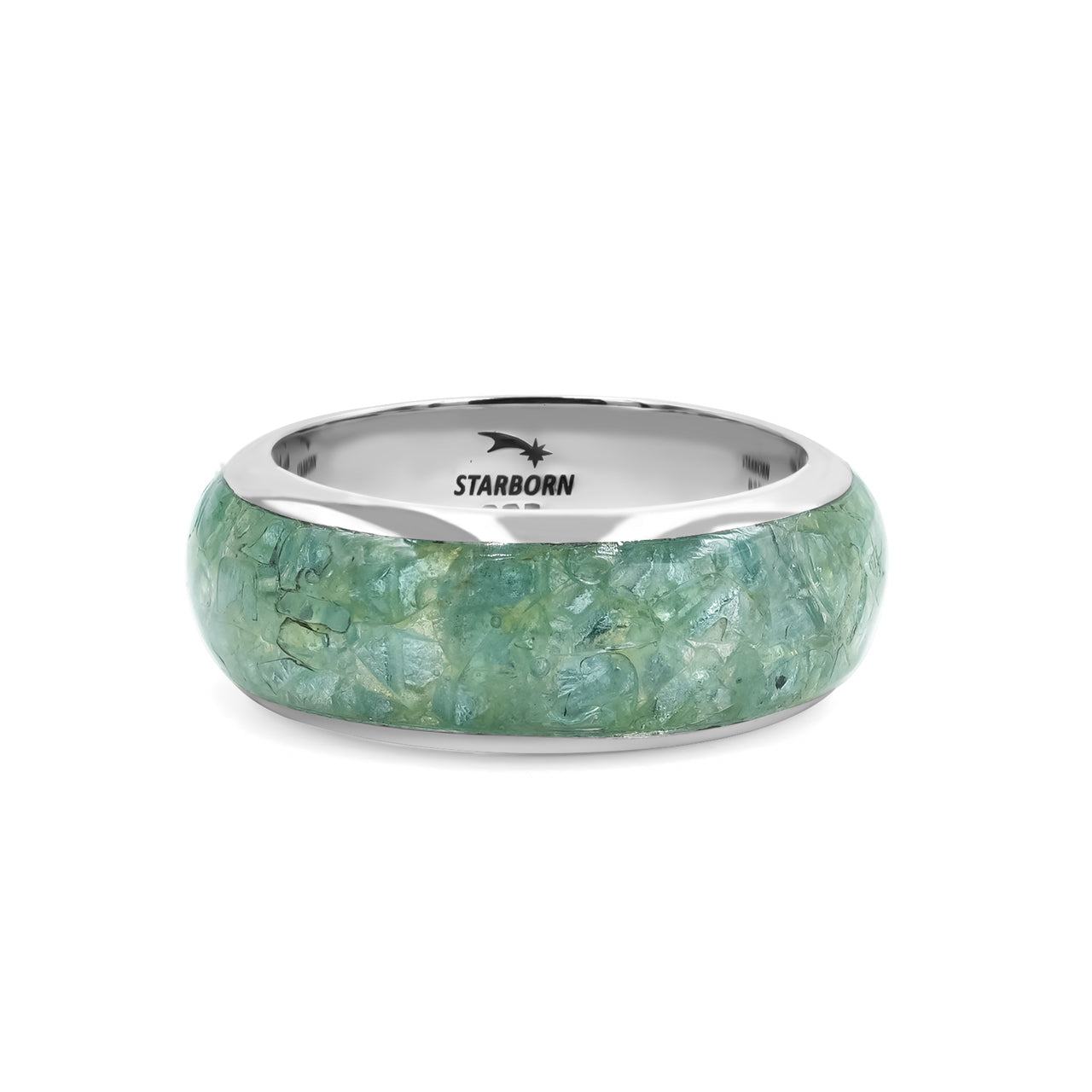 Starborn Aquamarine One Field Inlay Ring in Sterling Silver