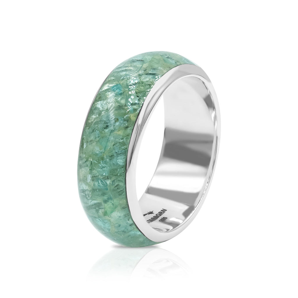 Starborn Aquamarine One Field Inlay Ring in Sterling Silver