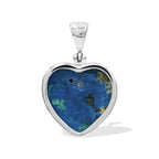 Starborn Faceted Azurite Malachite Heart Shaped Pendant with Quartz Doublet in Sterling Silver
