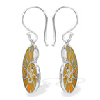 Starborn Nautilus Ammonite with Gemstones Inlay Earring in Sterling Silver - Large