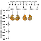 Starborn Nautilus Ammonite with Gemstones Inlay Earring in Sterling Silver - Large
