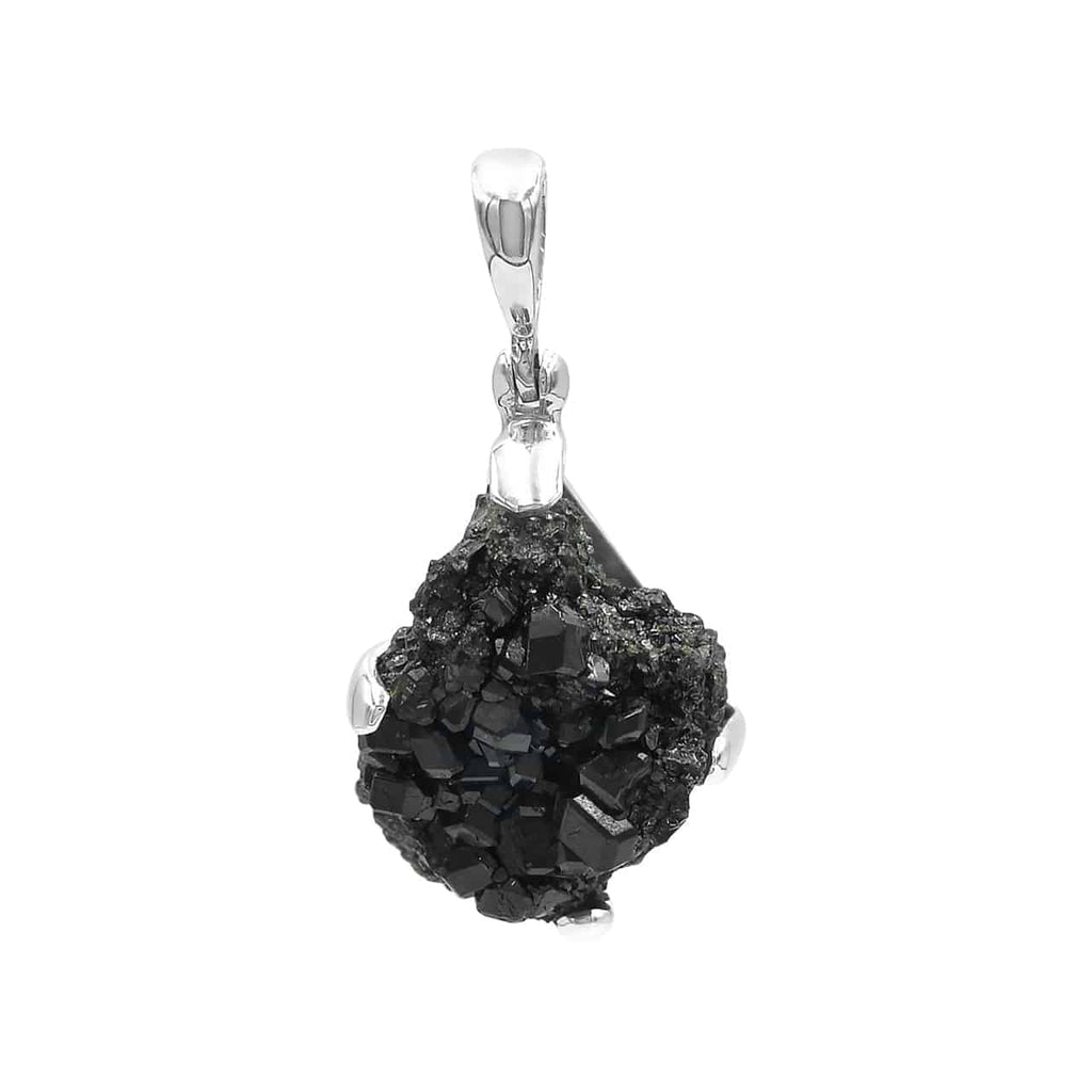 Starborn Black Garnet Crystal Pendant in Sterling Silver