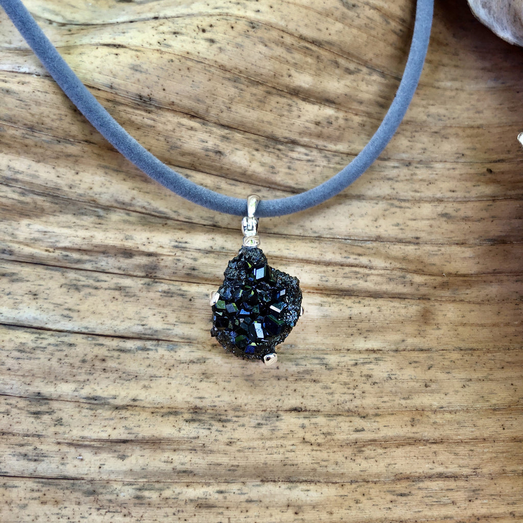 Starborn Black Garnet Crystal Pendant in Sterling Silver