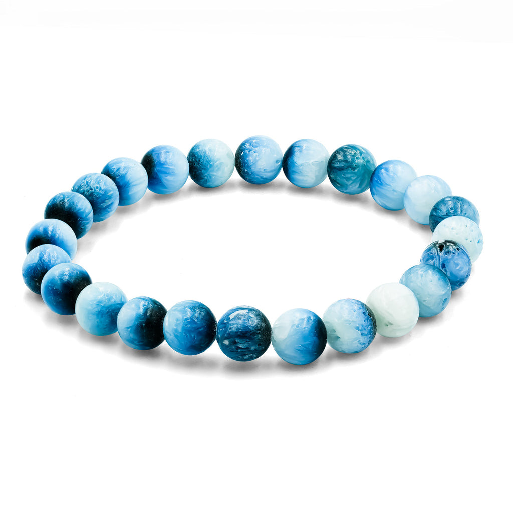 Starborn Blue Ice Glacierite Beaded Elastic Bracelet