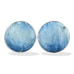 Starborn Blue Ice Glacierite Round Cabochon Post Style Earrings in Sterling Silver