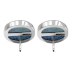Starborn Blue Ice Glacierite Round Cabochon Post Style Earrings in Sterling Silver