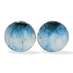 Starborn Blue Ice Glacierite Round Cabochon Post Style Earrings in Sterling Silver