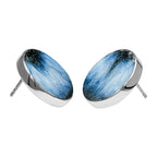 Starborn Blue Ice Glacierite Round Cabochon Post Style Earrings in Sterling Silver