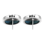 Starborn Blue Ice Glacierite Round Cabochon Post Style Earrings in Sterling Silver