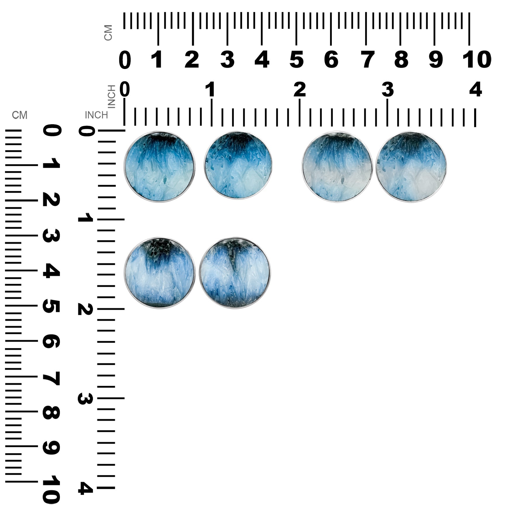 Starborn Blue Ice Glacierite Round Cabochon Post Style Earrings in Sterling Silver