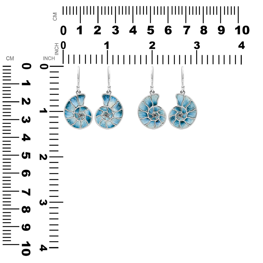 Starborn Nautilus Ammonite with Gemstones Inlay Earring in Sterling Silver - Large