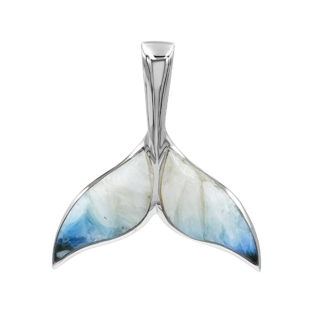 Starborn Blue Ice Glacierite Whale Tail Pendant in Sterling Silver