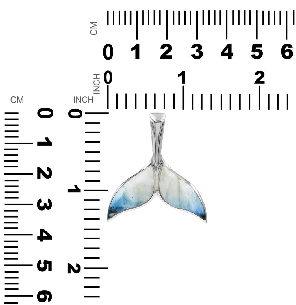 Starborn Blue Ice Glacierite Whale Tail Pendant in Sterling Silver