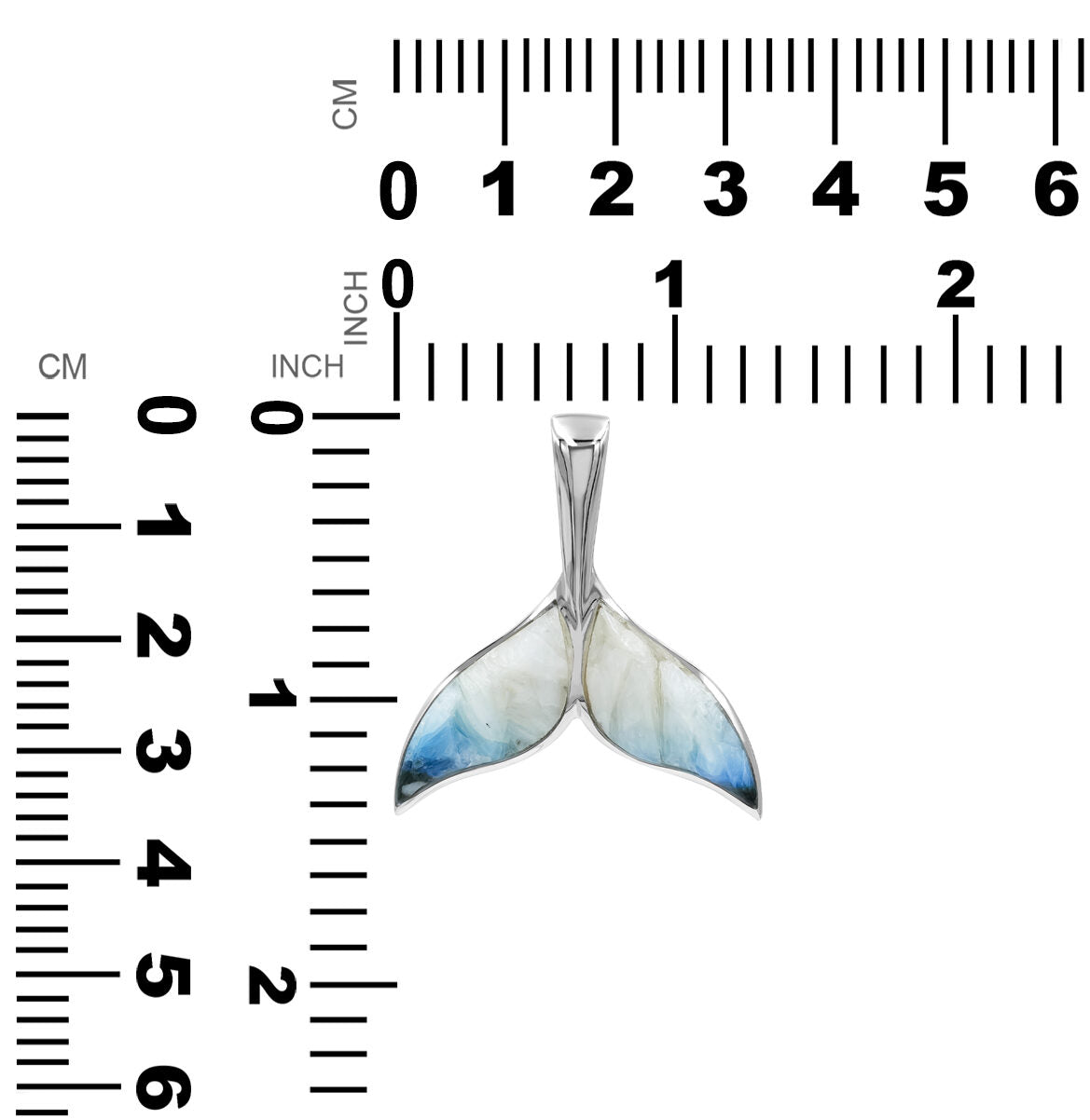 Starborn Blue Ice Glacierite Whale Tail Pendant in Sterling Silver