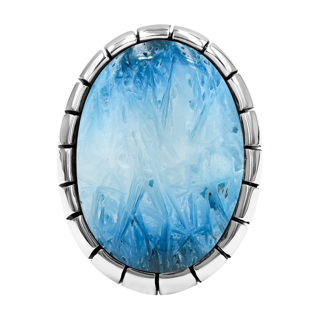 Starborn Blue Ice Glacierite Striped Bezel Ring in Sterling Silver