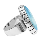 Starborn Blue Ice Glacierite Striped Bezel Ring in Sterling Silver