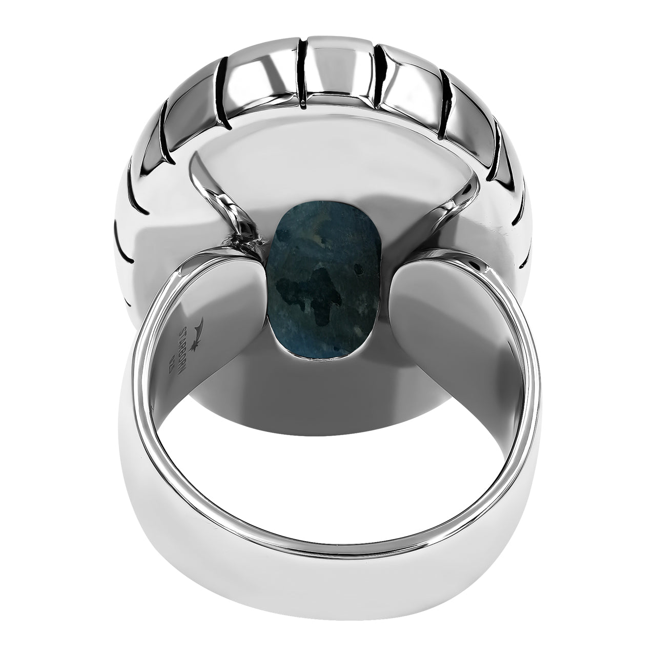 Starborn Blue Ice Glacierite Striped Bezel Ring in Sterling Silver