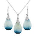 Starborn Blue Ice Glacierite Sterling Silver Pendant and Earring Set - Pear Shaped