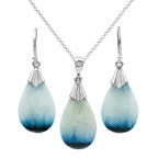 Starborn Blue Ice Glacierite Sterling Silver Pendant and Earring Set - Pear Shaped