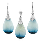 Starborn Blue Ice Glacierite Sterling Silver Pendant and Earring Set - Pear Shaped
