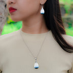 Starborn Blue Ice Glacierite Sterling Silver Pendant and Earring Set - Pear Shaped