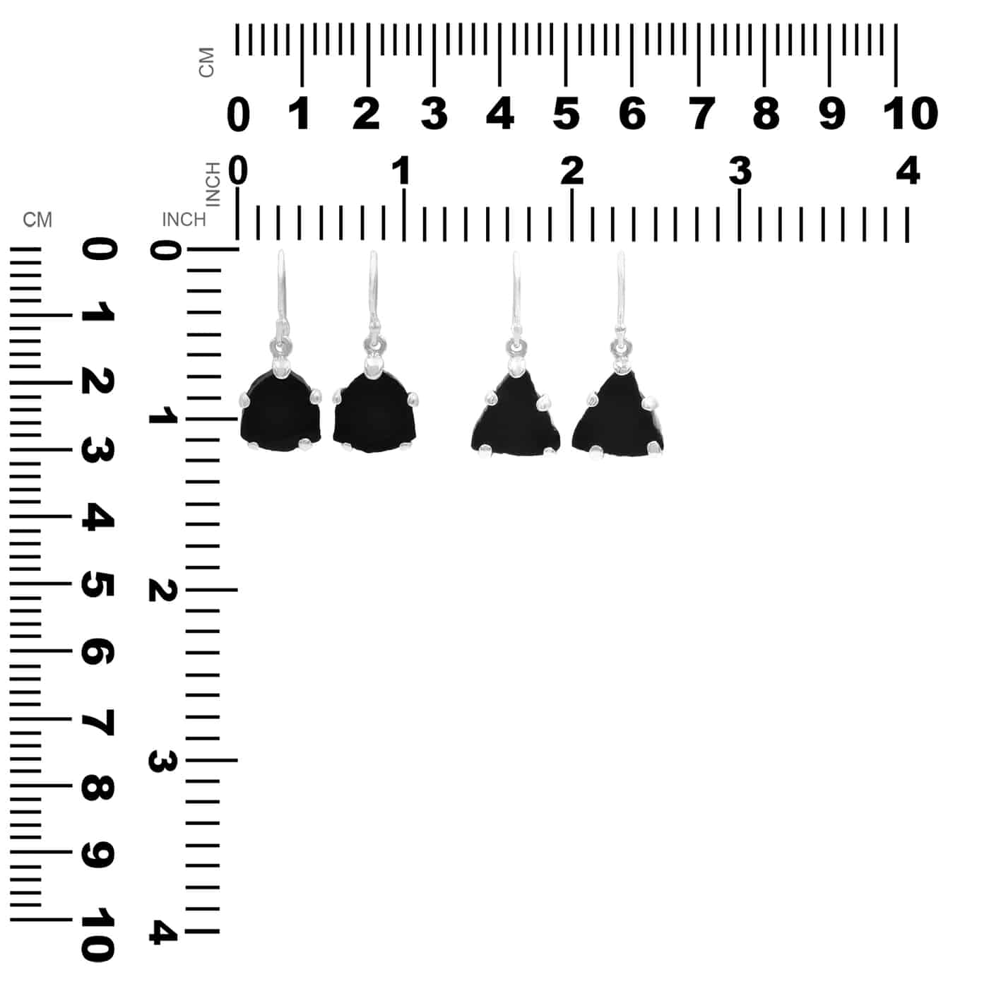 Starborn Black Tourmaline Crystal Slice Drop Earrings in Sterling Silver