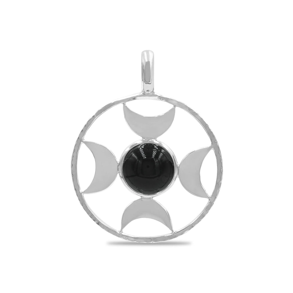Starborn Sphere Gemstones Directional Crescent Moon Pendant in Sterling Silver - Large