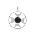 Starborn Sphere Gemstones Directional Crescent Moon Pendant in Sterling Silver - Large