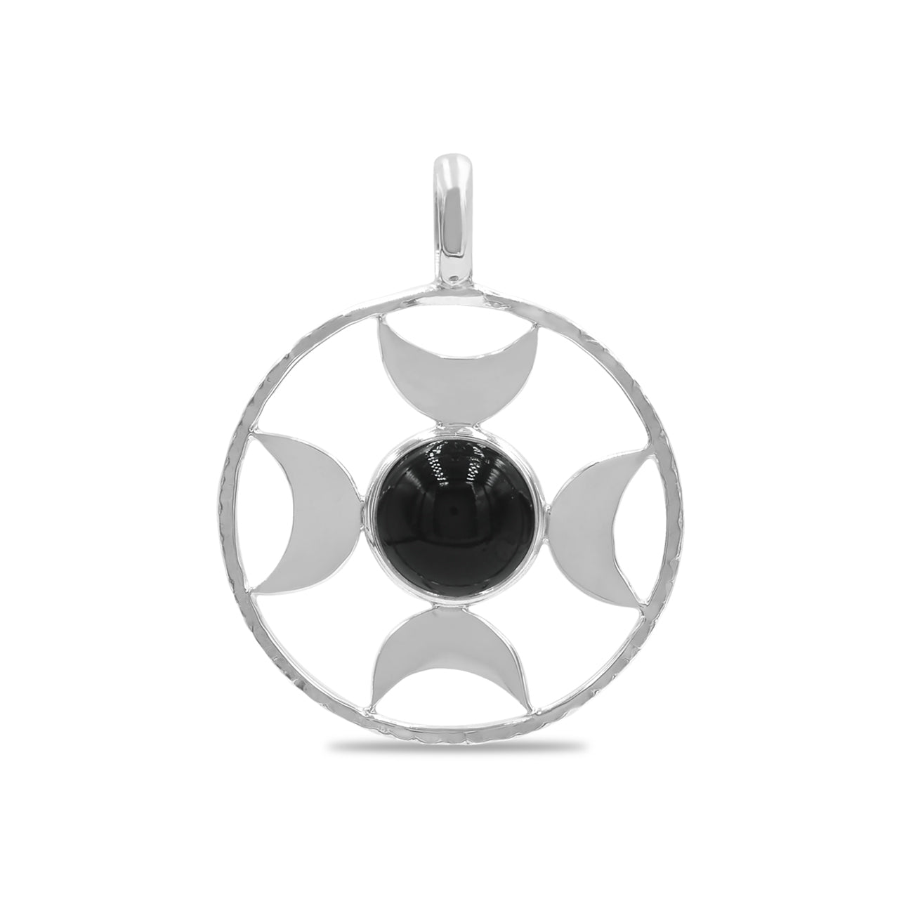 Starborn Sphere Gemstones Directional Crescent Moon Pendant in Sterling Silver - Large