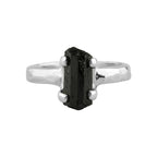 Starborn Black Tourmaline Crystal Prong Set Ring in Sterling Silver