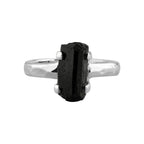 Starborn Black Tourmaline Crystal Prong Set Ring in Sterling Silver