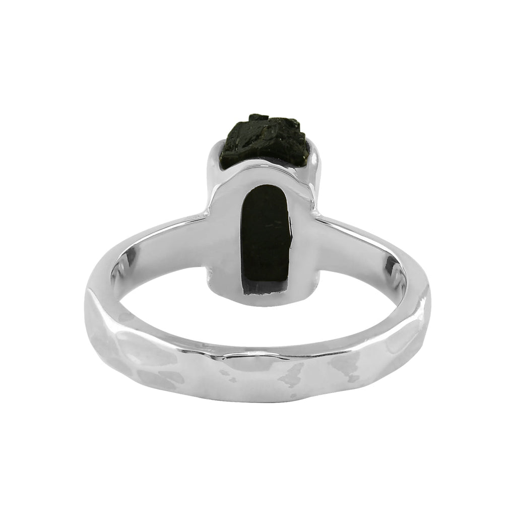 Starborn Black Tourmaline Crystal Prong Set Ring in Sterling Silver