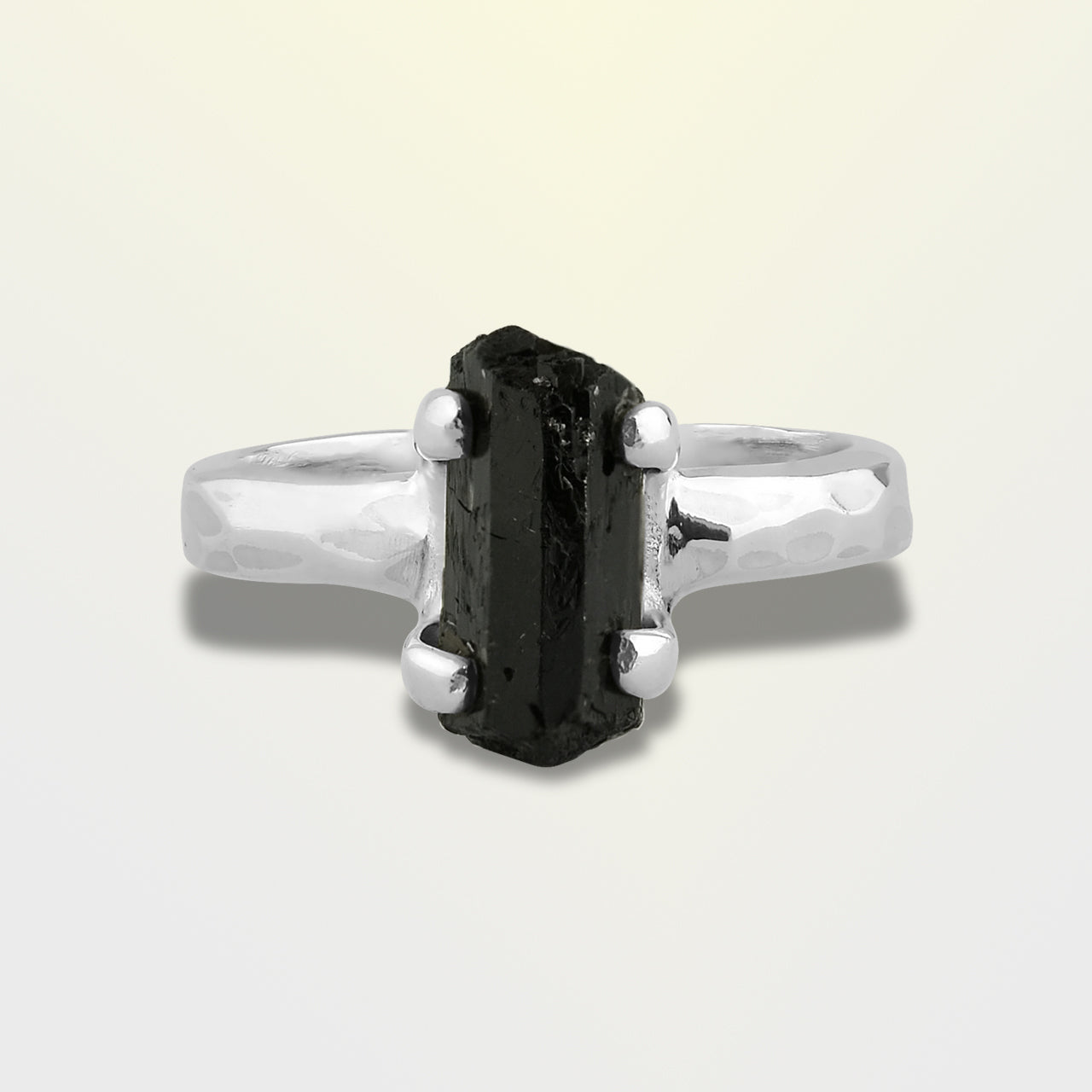 Starborn Black Tourmaline Crystal Prong Set Ring in Sterling Silver