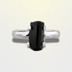 Starborn Black Tourmaline Crystal Prong Set Ring in Sterling Silver