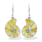Starborn Nautilus Ammonite with Gemstones Inlay Earring in Sterling Silver - Large
