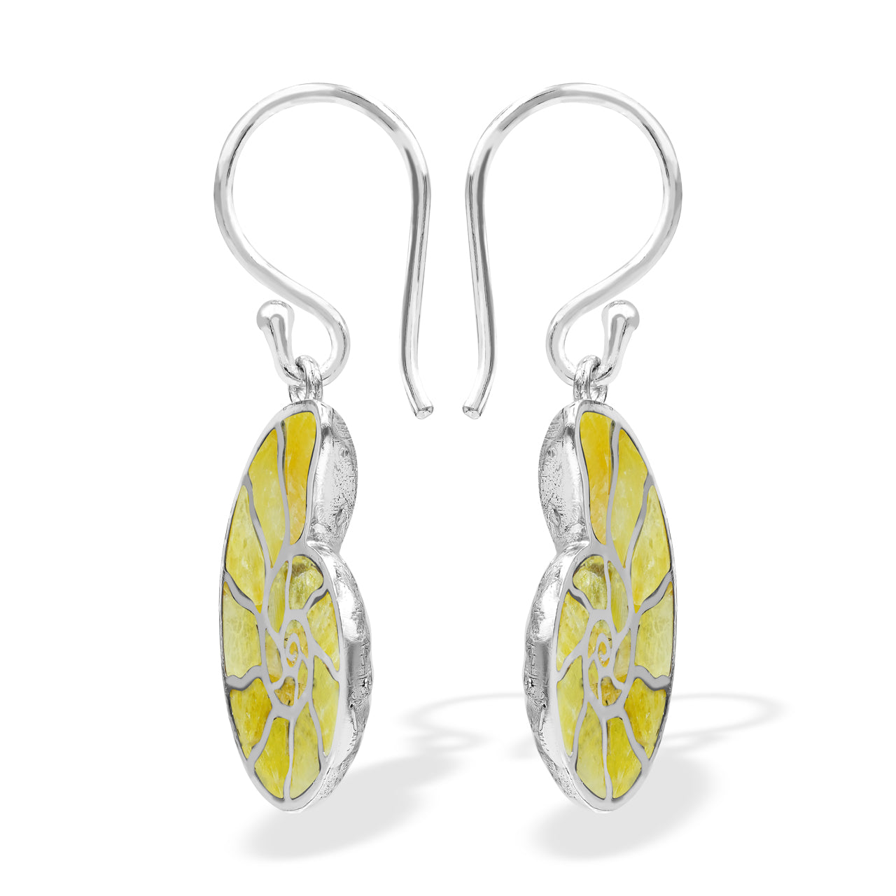 Starborn Nautilus Ammonite with Gemstones Inlay Earring in Sterling Silver - Large