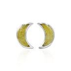 Starborn Gemstone Crescent Moon Post Style Earrings in Sterling Silver