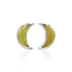 Starborn Gemstone Crescent Moon Post Style Earrings in Sterling Silver
