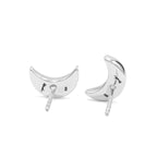 Starborn Gemstone Crescent Moon Post Style Earrings in Sterling Silver