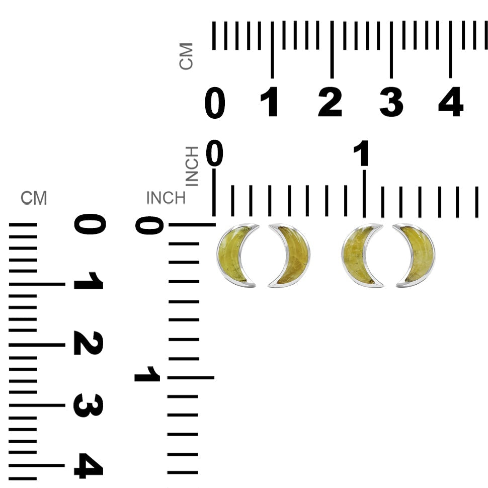 Starborn Gemstone Crescent Moon Post Style Earrings in Sterling Silver