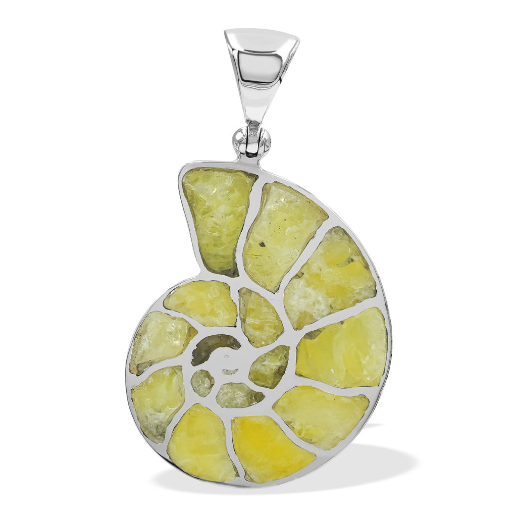 Starborn Brucite Inlay Nautilus Pendant in Sterling Silver