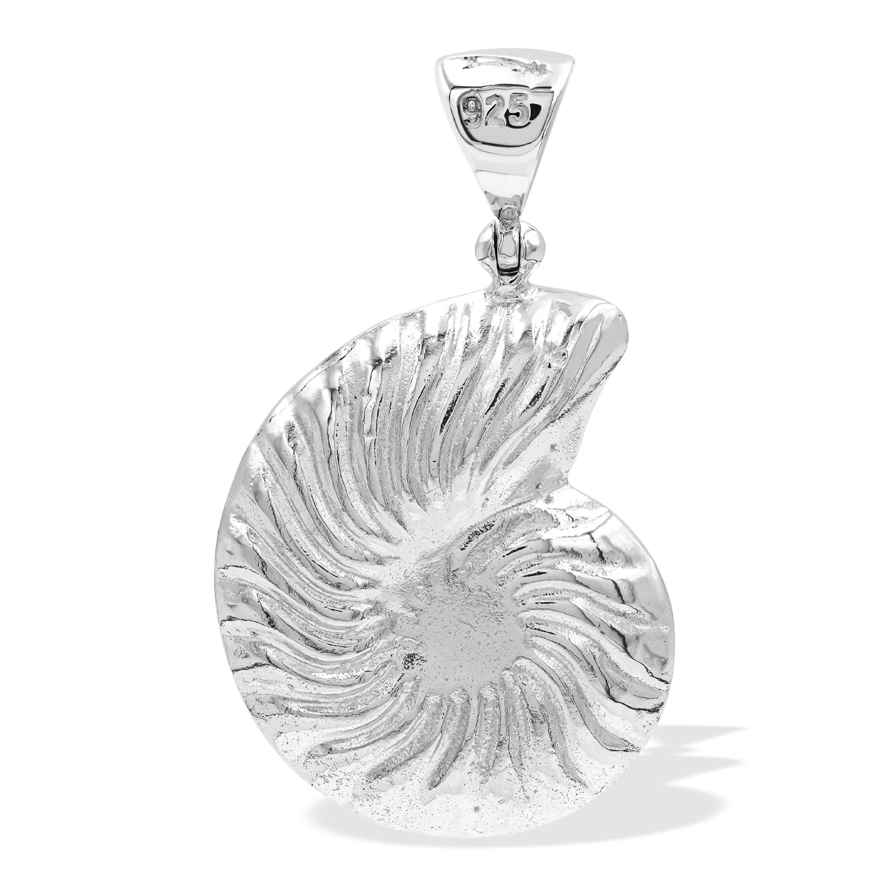 Starborn Brucite Inlay Nautilus Pendant in Sterling Silver
