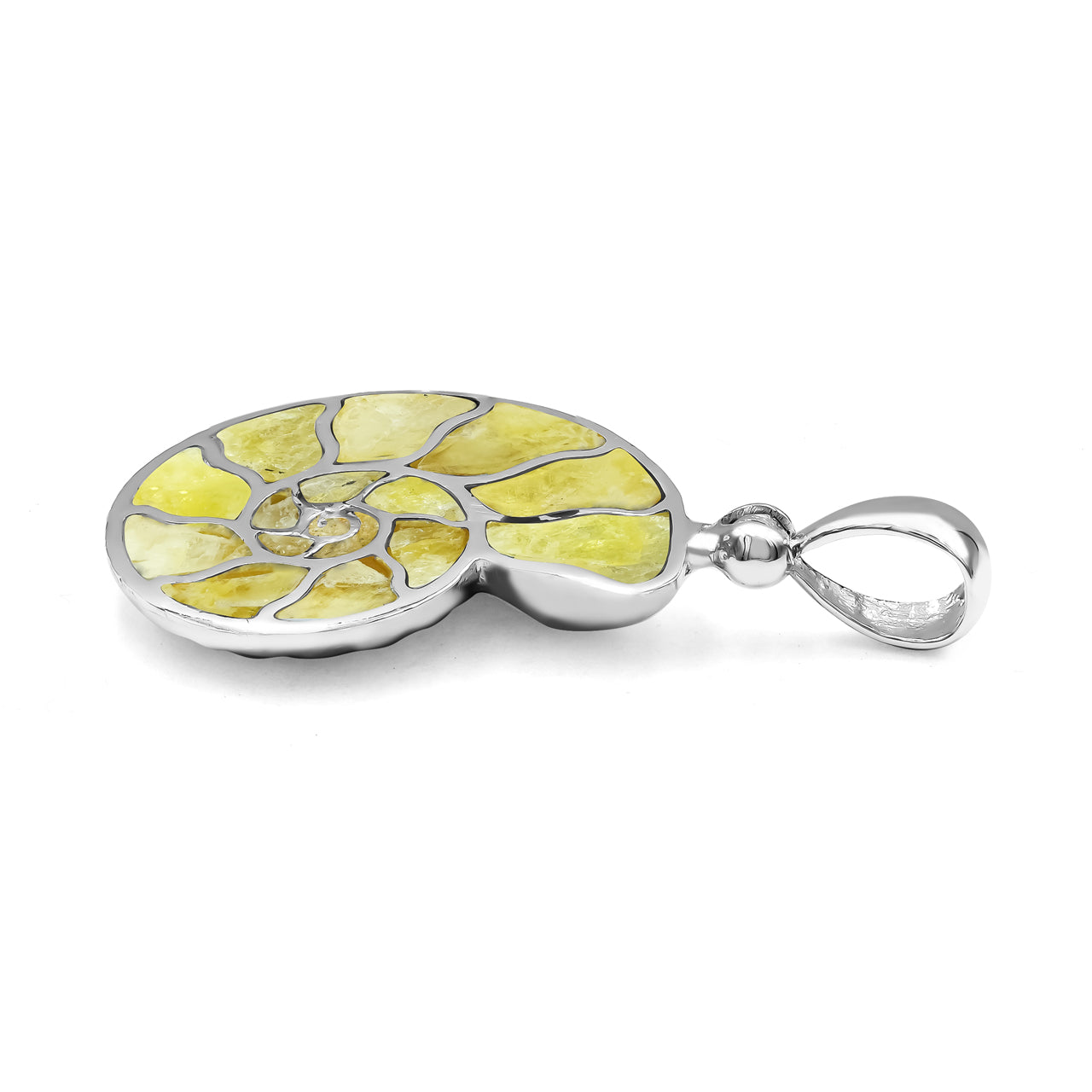 Starborn Brucite Inlay Nautilus Pendant in Sterling Silver