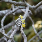 Starborn Brucite 3-Stars Spiral Ring in Sterling Silver