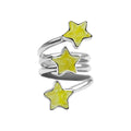Starborn Brucite 3-Stars Spiral Ring in Sterling Silver