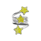 Starborn Brucite 3-Stars Spiral Ring in Sterling Silver