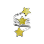 Starborn Brucite 3-Stars Spiral Ring in Sterling Silver