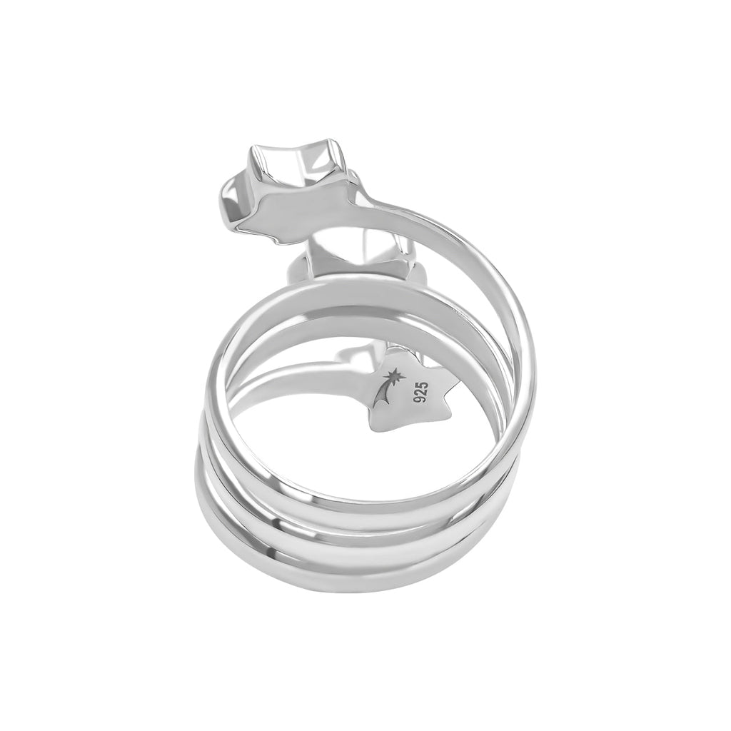 Starborn Brucite 3-Stars Spiral Ring in Sterling Silver