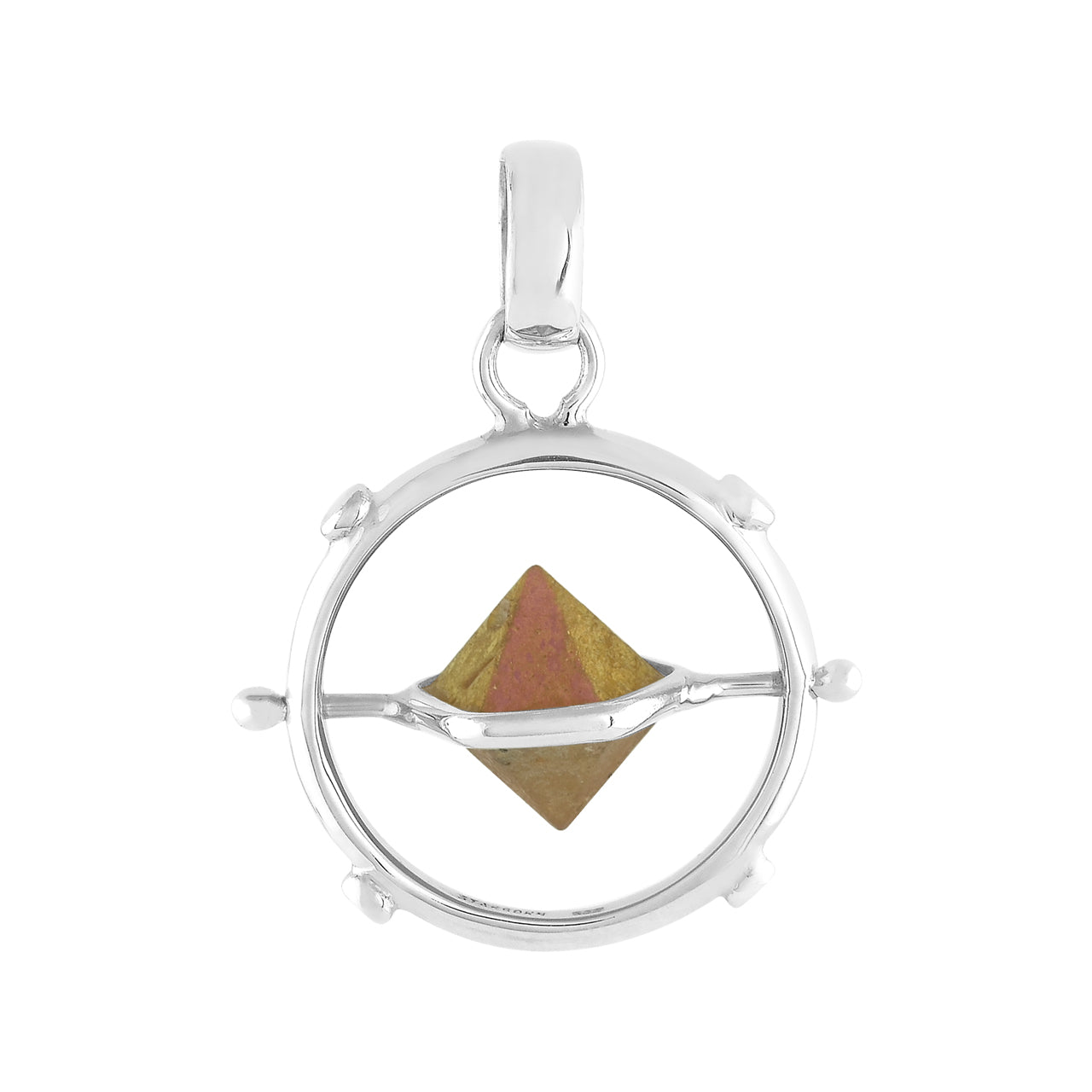 Starborn Small Beta Quartz Crystal Spinner Pendant in Sterling Silver
