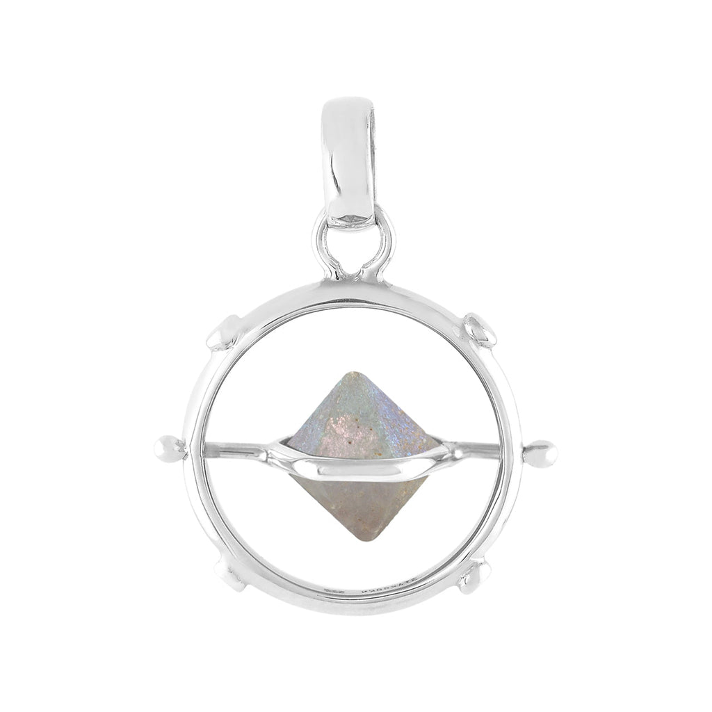 Starborn Small Beta Quartz Crystal Spinner Pendant in Sterling Silver